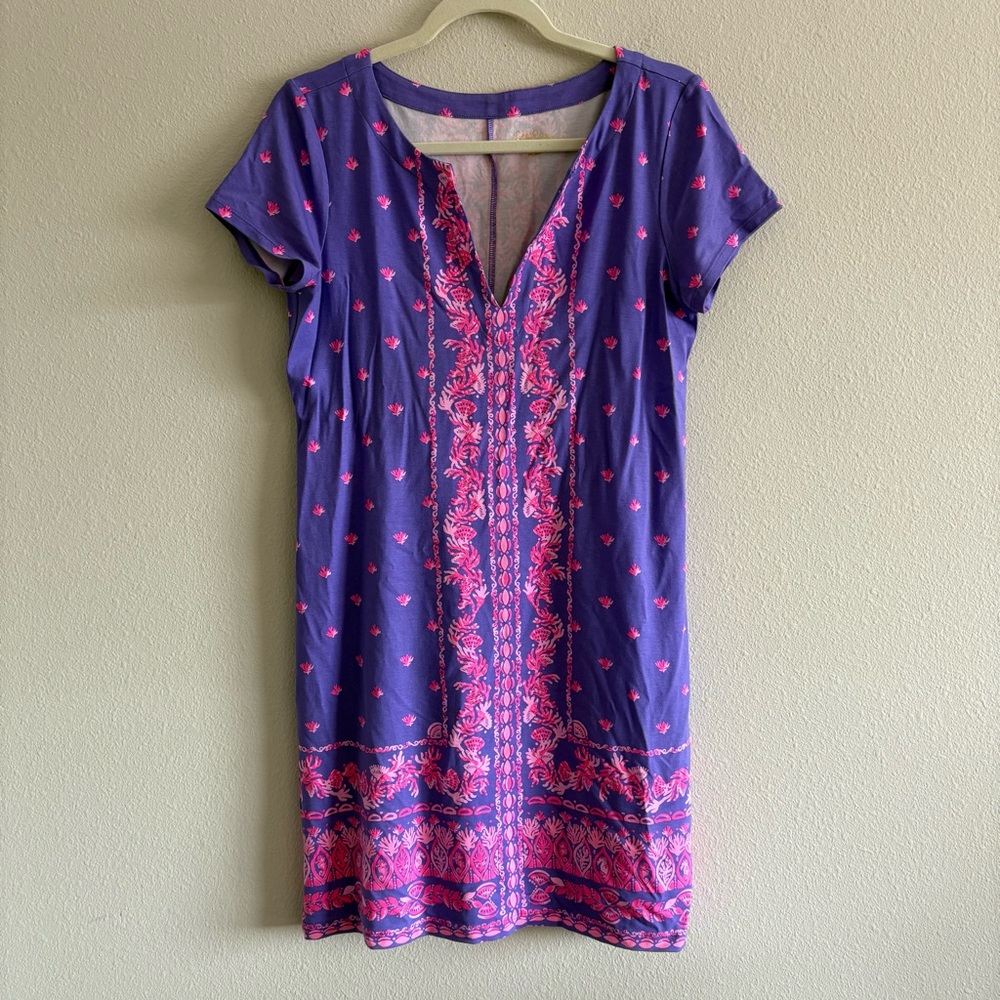 Lilly Pulitzer Sophiletta Dress Women’s Medium Mystical Purple Coral Craze - Picture 3 of 7